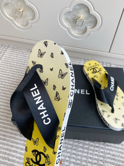 CC 26s Thong Sandals Yellow Pastel Rubber Leather 647680