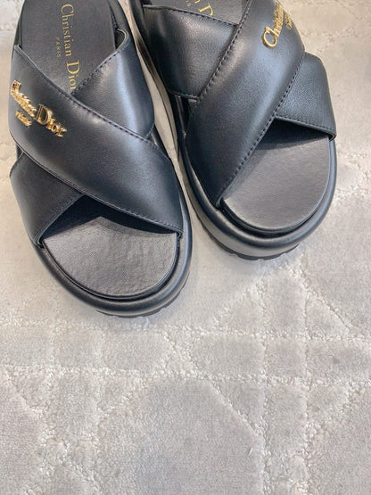 CD 26s  Platform Sandals 65 Black Lambskin 644289