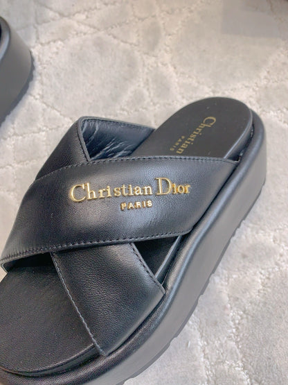 CD 26s  Platform Sandals 65 Black Lambskin 644289