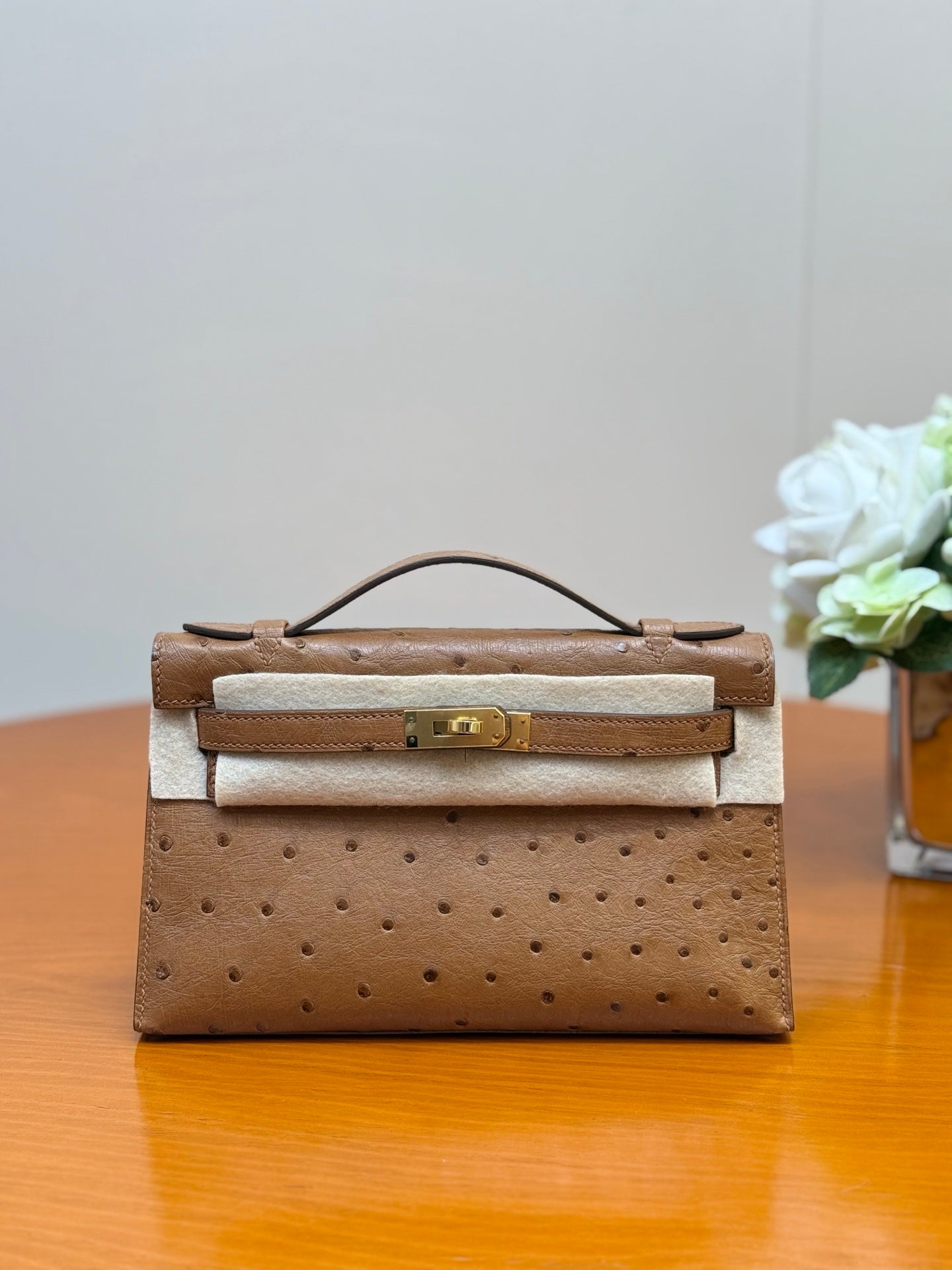 Hermes 2026 Mini Kelly Bag 22cm Ostrich Leather 284424