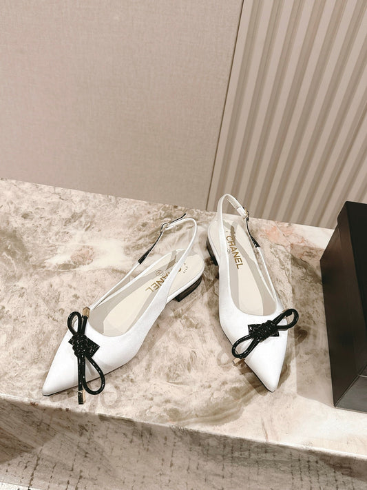 CC 26s Slingback Flat White Satin Sheepskin 658475