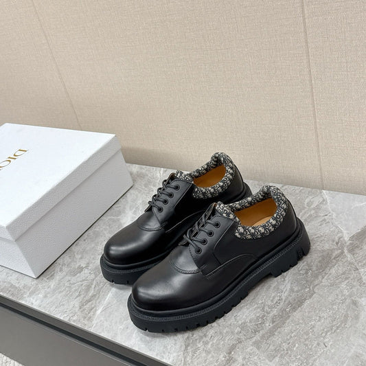 CD 26 Vintage Loafers Oblique Jacquard Black Calfskin 608798