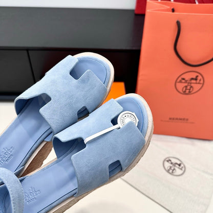 HM 26ss Platform Wedge Sandals 70 Light Blue Suede 622760