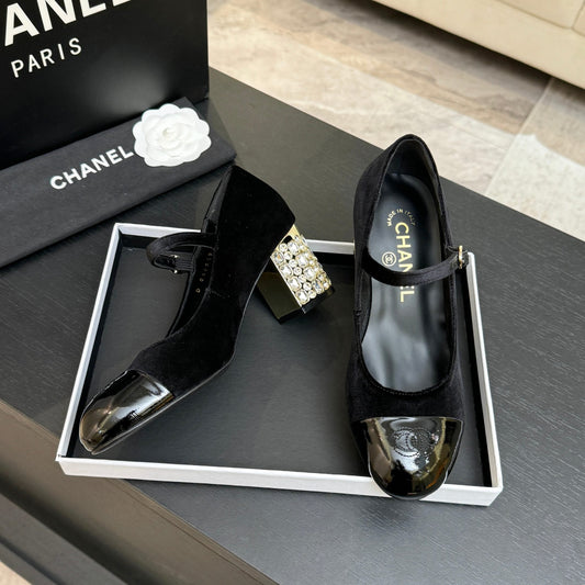 CC 2026 Mary Jane 65 Black Velvet Leather 700642