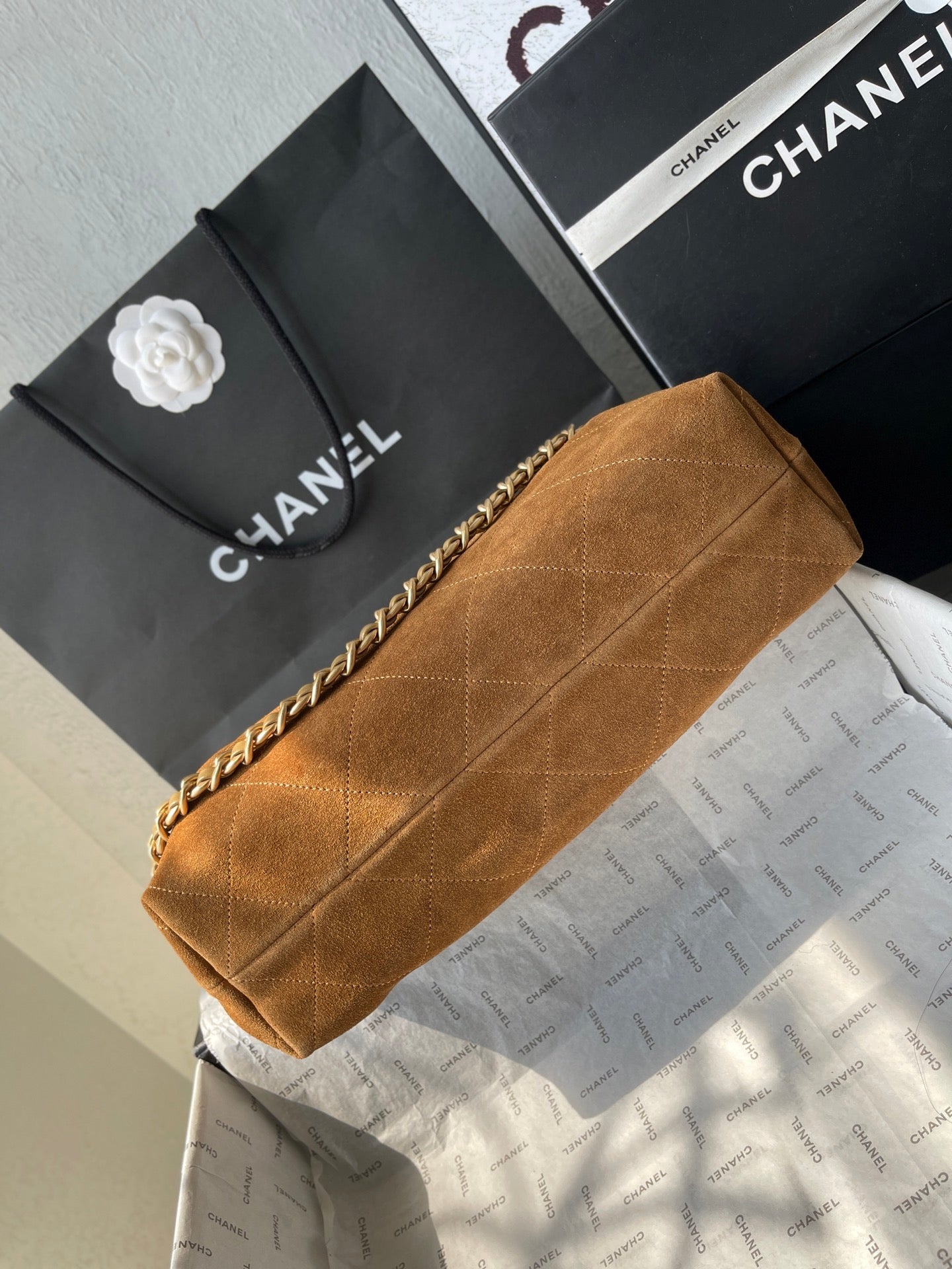 Chanel 2026 Hobo Beach Tote Bag 33cm Tan Suede