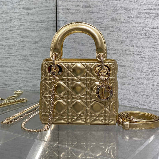 Dior 2026 Mini Lady Dior Bag Gold Lambskin 270893