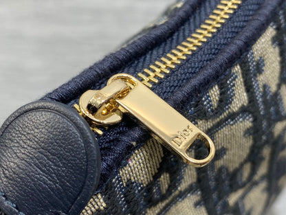 Dior 2026 Oblique Bow Chain Bag Blue Beige Canvas Leather 284289