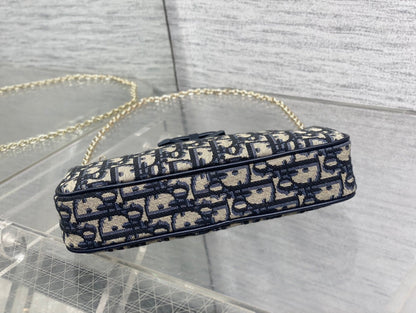 Dior 2026 Oblique Bow Chain Bag Blue Beige Canvas Leather 284289
