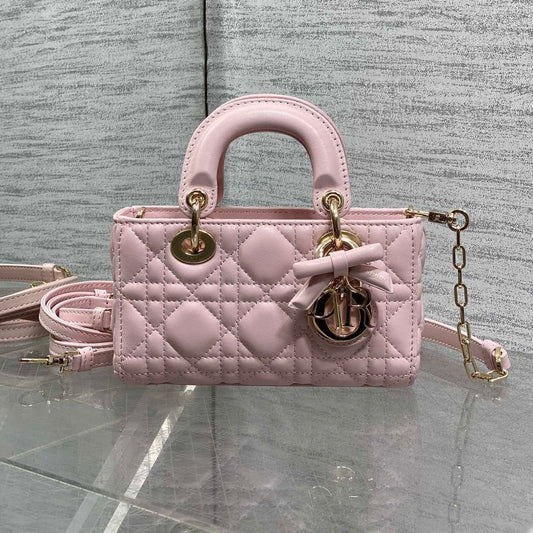 Dior 2026 Bow D-Joy Micro Bag Pink Lambskin