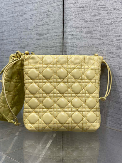 Dior 2026 Adiorable Bucket Bag 22cm Yellow Lambskin With Cannage Pattern