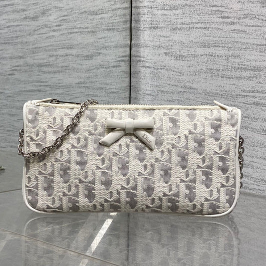 Dior 2026 Promenade 22cm Bag White Grey Cotton Calfskin 289146