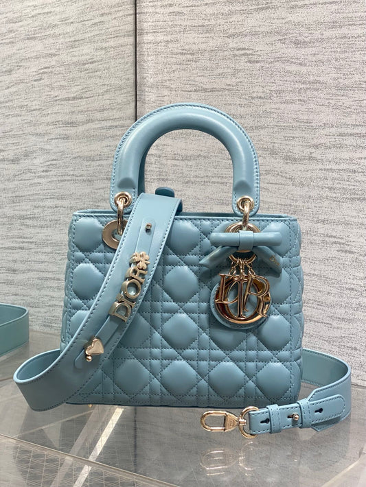 Dior 2026 Bow Lady Dior Tourmaline Blue Cannage Lambskin 289166