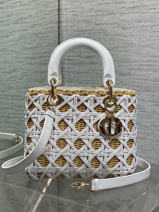 Dior 2026 Wicker Cannage Bag 24cm Leather Rattan 355285