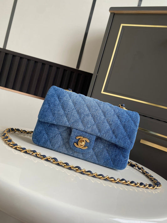 Chanel 2026 Denim Washed Flap Bag Blue Cotton Leather