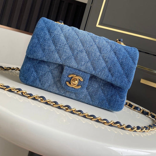 Chanel 2026 Denim Washed Flap Bag Blue Cotton Leather