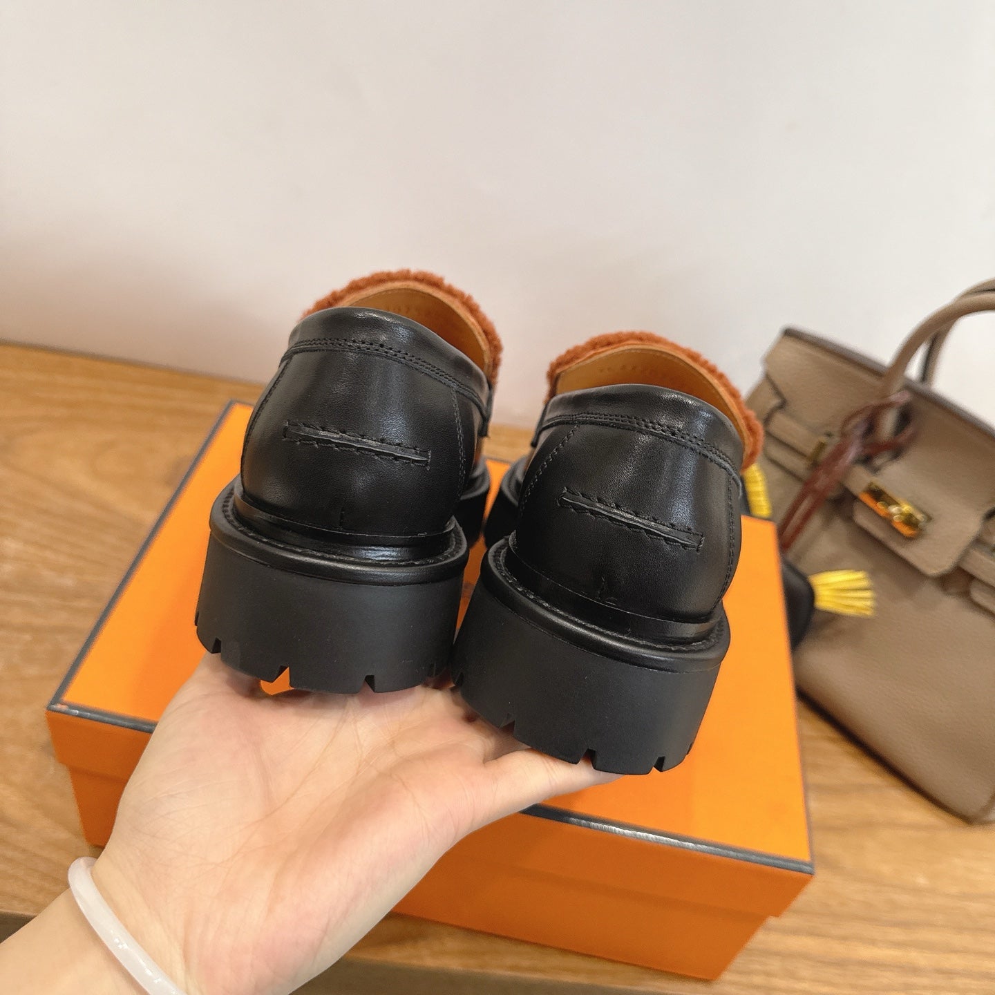 HM 26ss Loafers Black Brown Wool Calfskin 638436