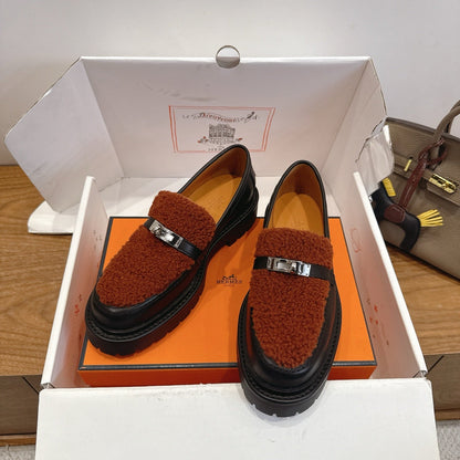 HM 26ss Loafers Black Brown Wool Calfskin 638436