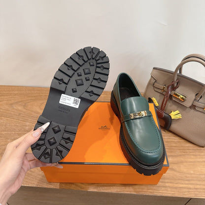 HM 26ss Loafers Dark Green Calfskin 638442