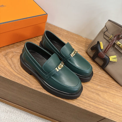 HM 26ss Loafers Dark Green Calfskin 638442