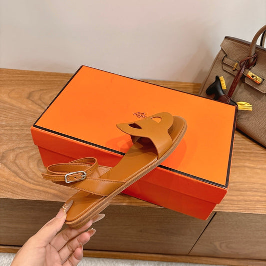 HM 26ss Flat Sandal Camel Brown Calfskin 638413