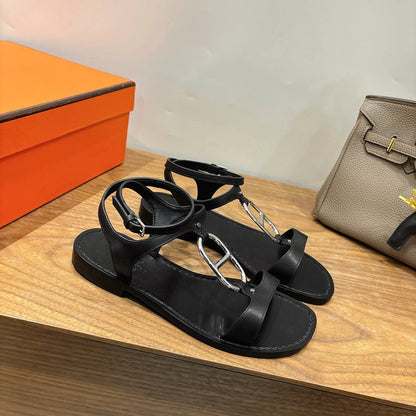HM 26ss Sandals Black Genuine Leather 638533
