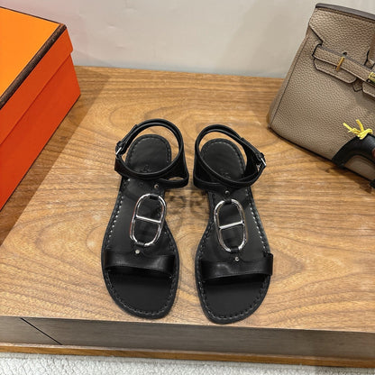 HM 26ss Sandals Black Genuine Leather 638533