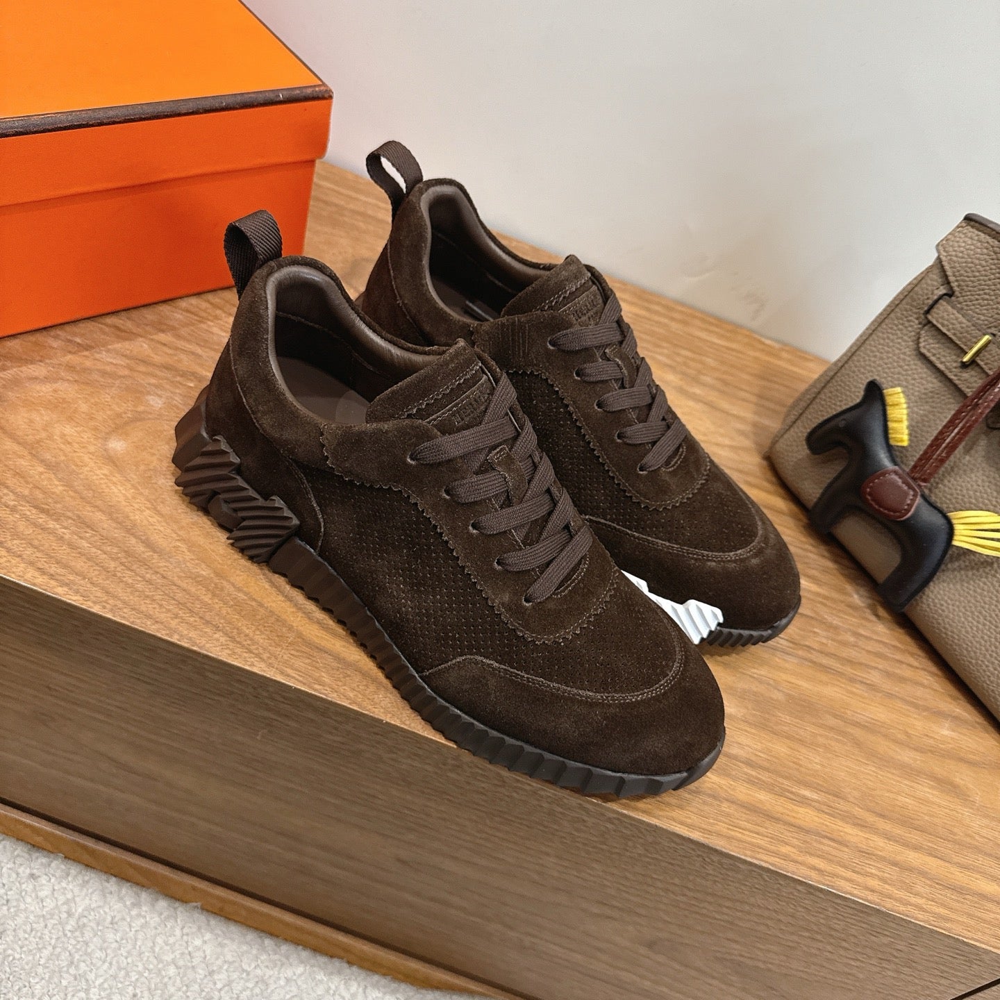 HM 26ss Sneakers Brown Fabric Suede 638582