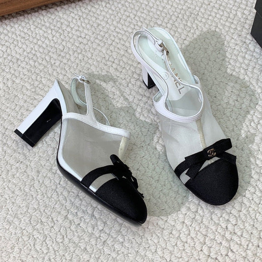 Chanel 2026 Slingback Heels 85mm Mesh Grosgrain 792620