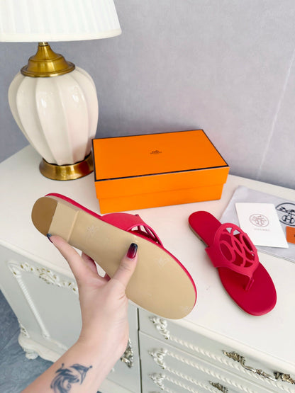 HM 26ss Pig-Nose Slipper Red Leather 605907