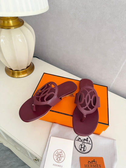HM 26ss Pig-Nose Slipper Burgundy Leather 605909