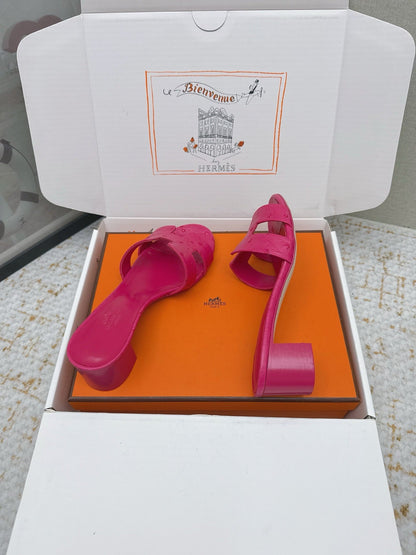 HM 26ss Oran Sandals 50 Dark Pink Ostrich Leather 625133