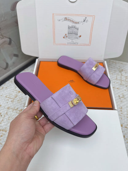 HM 26ss Oasis Sandals Purple Suede Cowhide 625147
