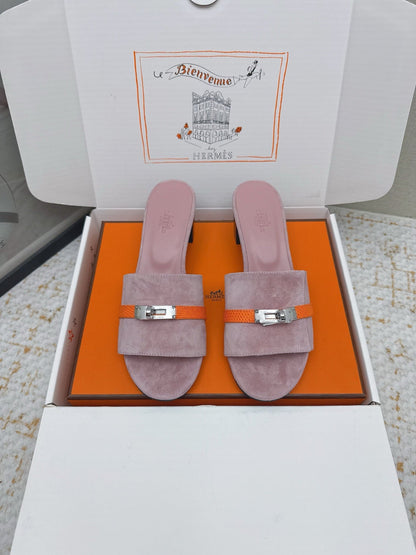 HM 26ss Oasis Sandals 50 Rose Nude Suede Cowhide 625183