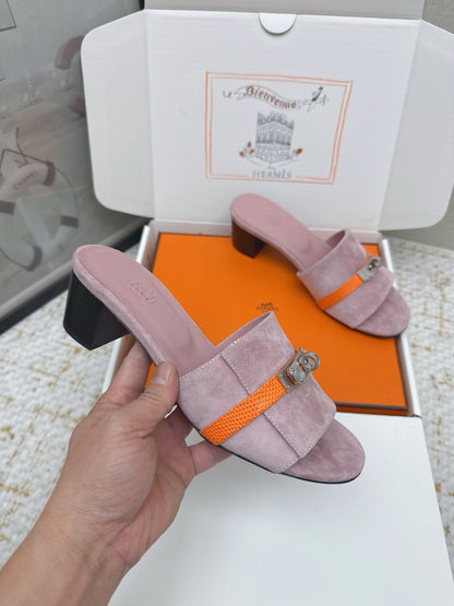 HM 26ss Oasis Sandals 50 Rose Nude Suede Cowhide 625183