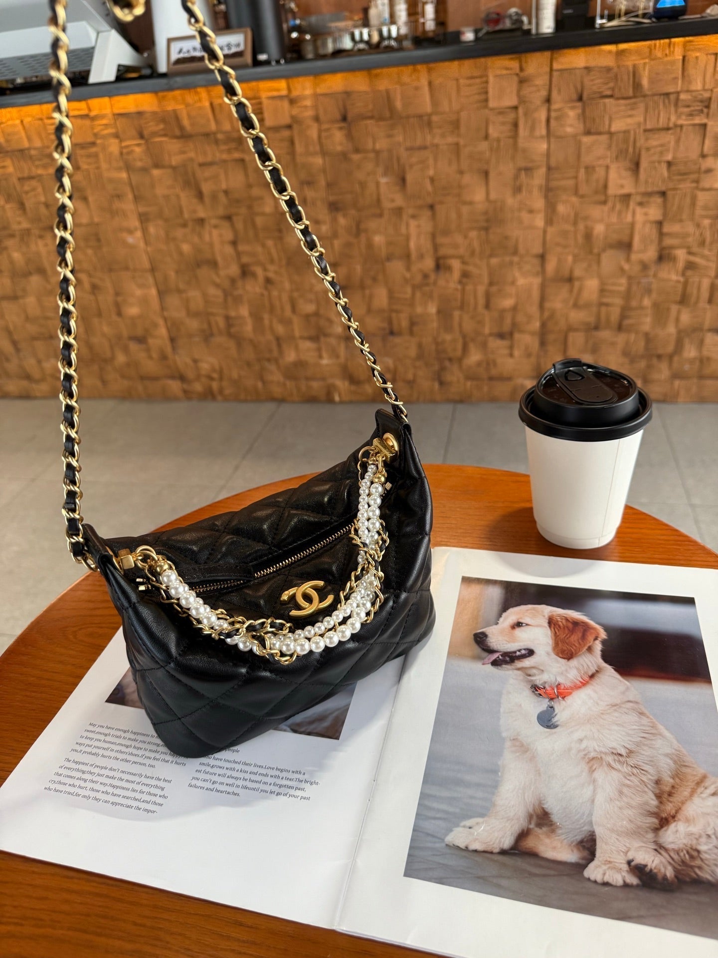 Chanel 2026 Pearl Chain Lunch Box 23.5 Black Sheepskin