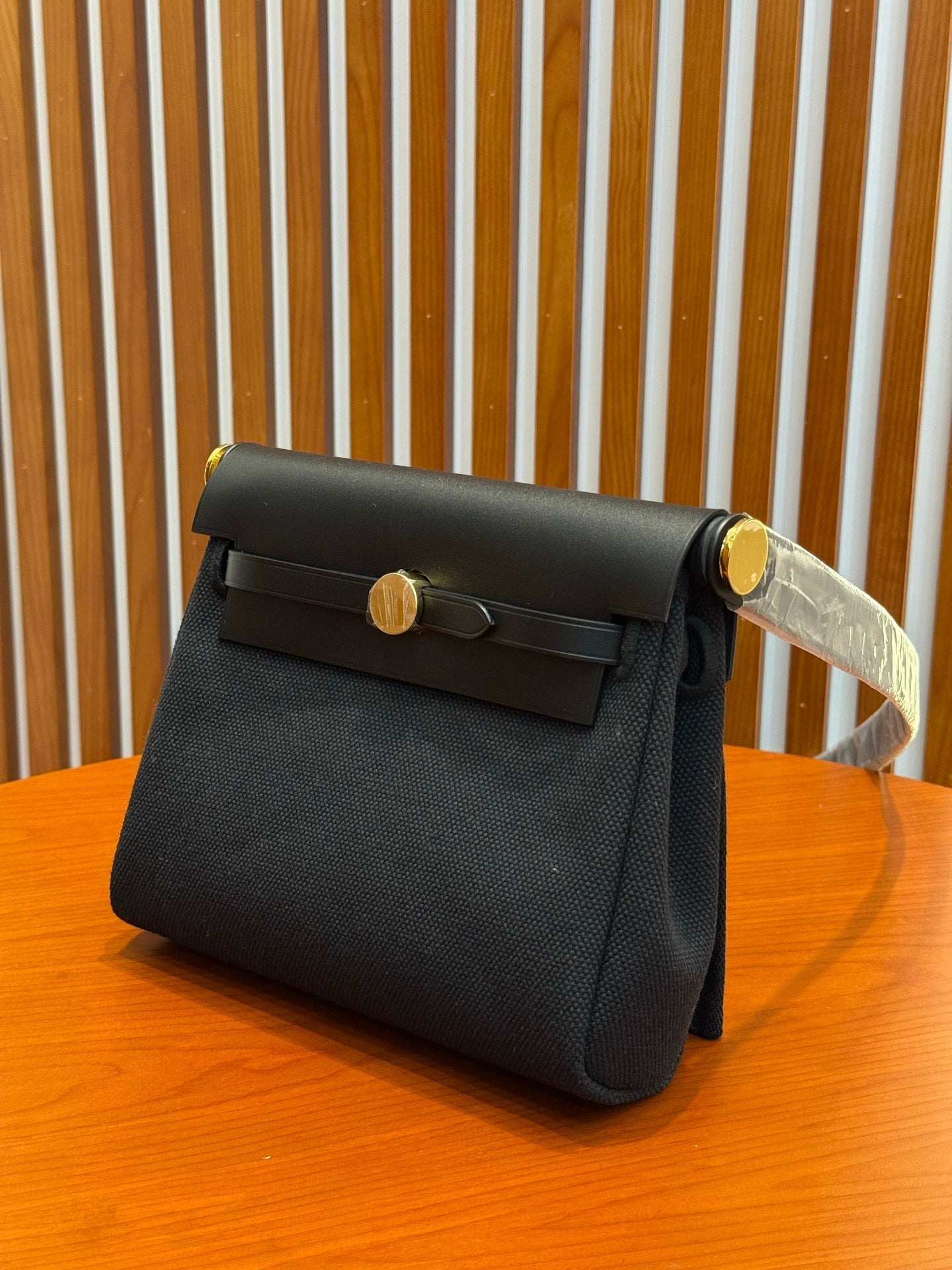 Hermes 2026 Herbag Zip 20cm Black Canvas Leather 284492