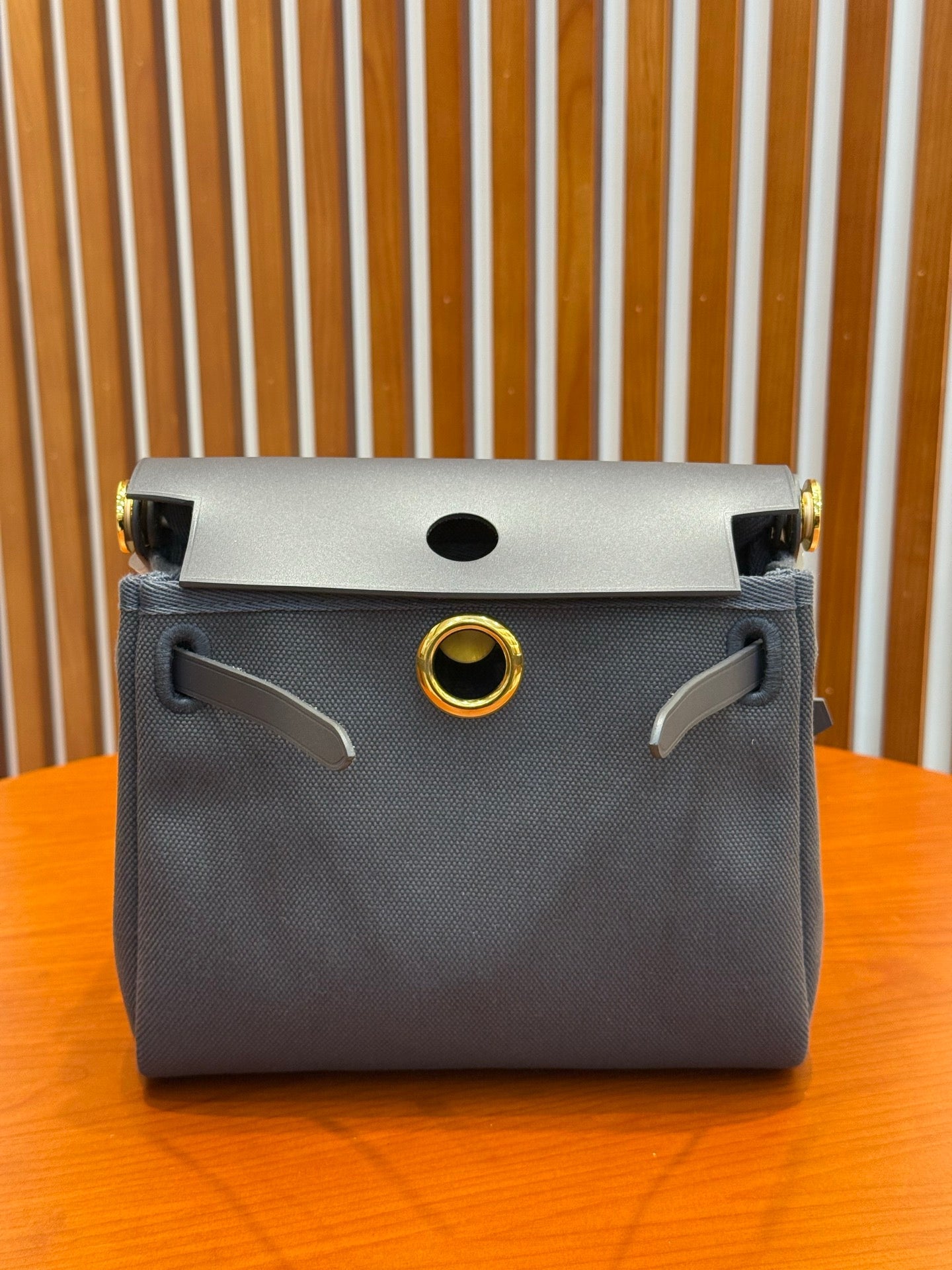 Hermes 2026 Herbag Zip 20cm Slate Grey Canvas Leather 284494