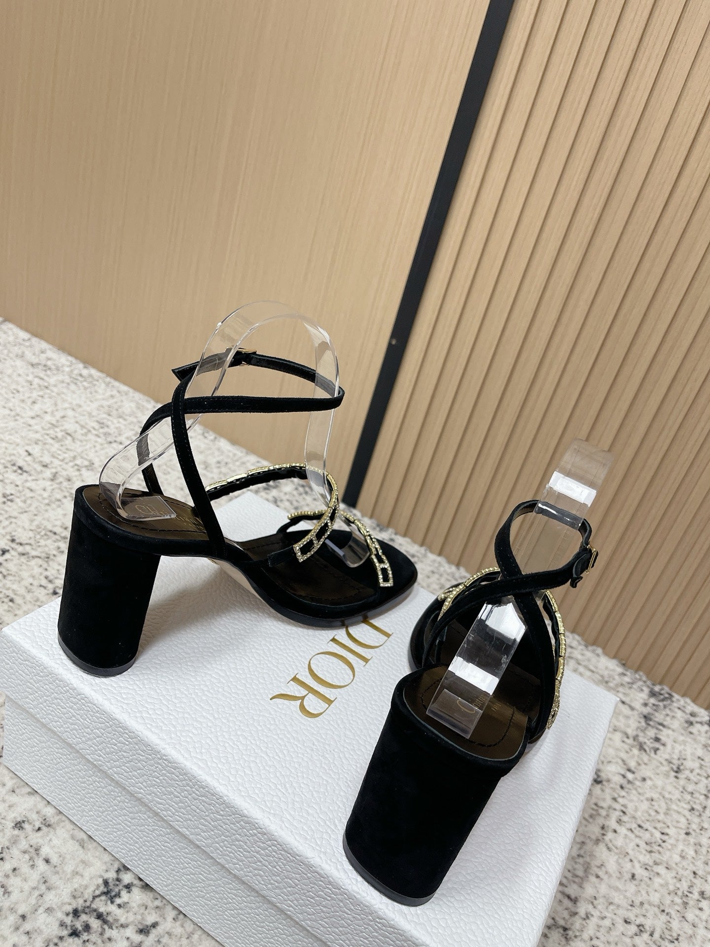 CD 26s High Heel Sandals 80 Black Genuine Leather 643496