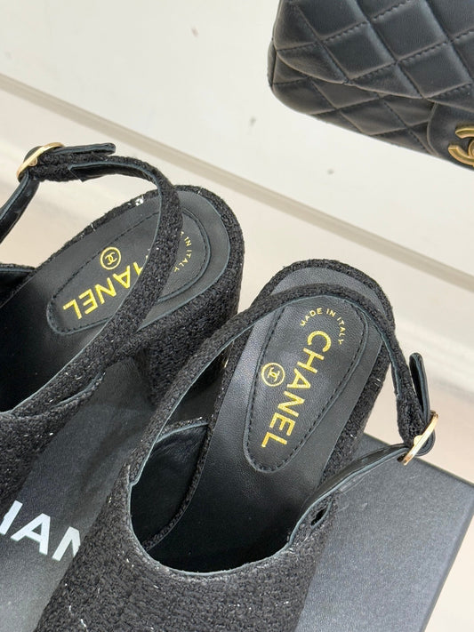 CC 26 Slingback Black Tweed Grosgrain 609988