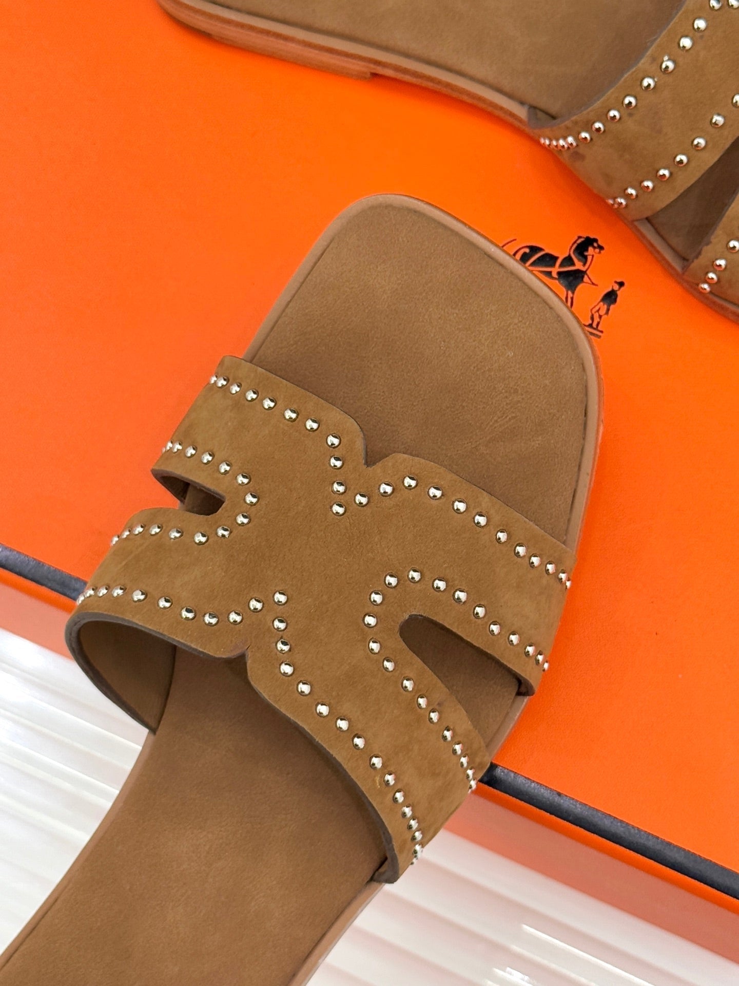 HM 26ss Flat Slippers Brown Suede 642830