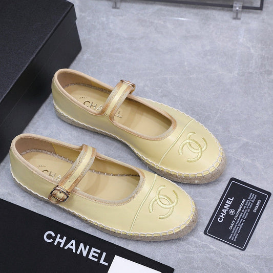Chanel 2026 Mary Jane Shoes Yellow Sheepskin 758384
