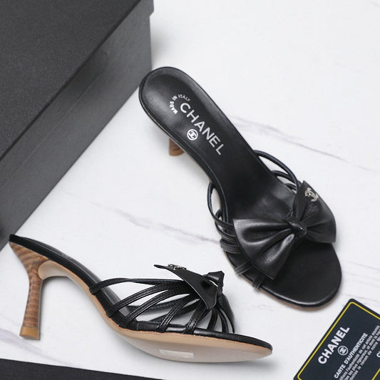 Chanel 2026 High-heeled Sandals With Delicate Bow 80mm Cowhide 758430