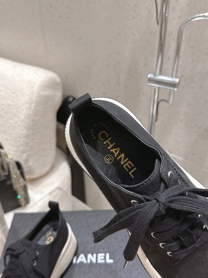 Chanel 2026 Panda Sneakers Black White Denim Leather 762922