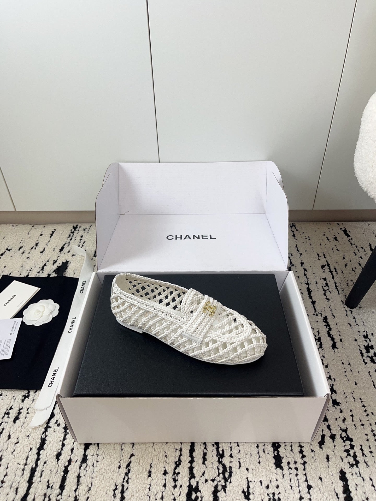 Chanel 2026 Braided Loafers Gold-Tone CC Logo Plaque Leather 778467