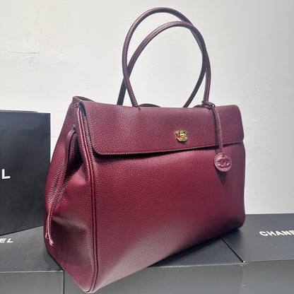 Chanel 2026 Large Shopping Bag 43cm Burgudny Grained Calfskin 363704