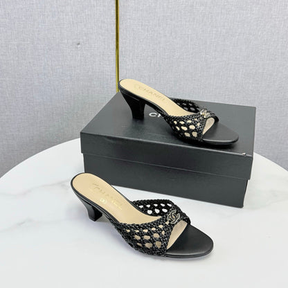 Chanel 2026 Mules 40mm Woven Sheepskin 801634