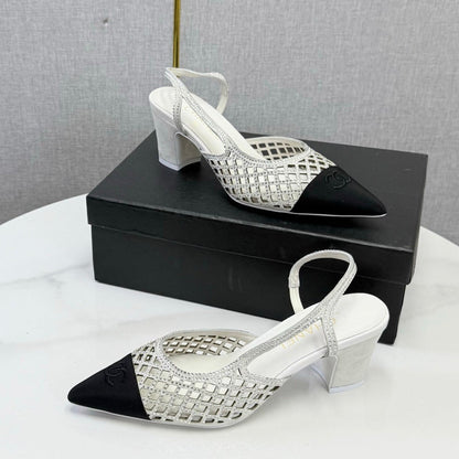 Chanel 2026 Embellished Mesh Slingback 50mm Sheepskin Satin 904533