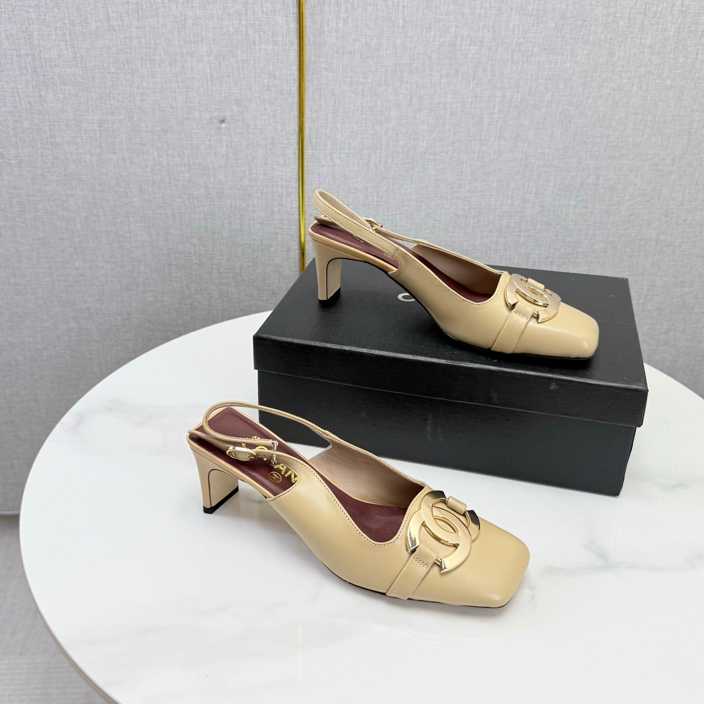 Chanel 2026 Gold Logo Slingback 50mm Sheepskin 904445