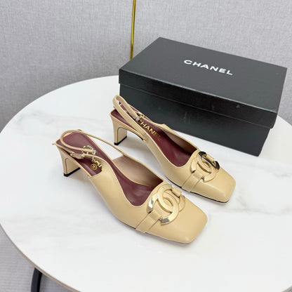 Chanel 2026 Gold Logo Slingback 50mm Sheepskin 904445