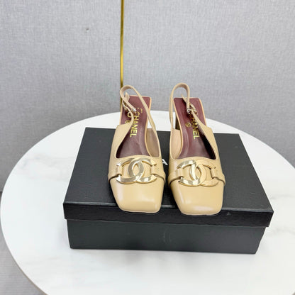 Chanel 2026 Gold Logo Slingback 50mm Sheepskin 904445